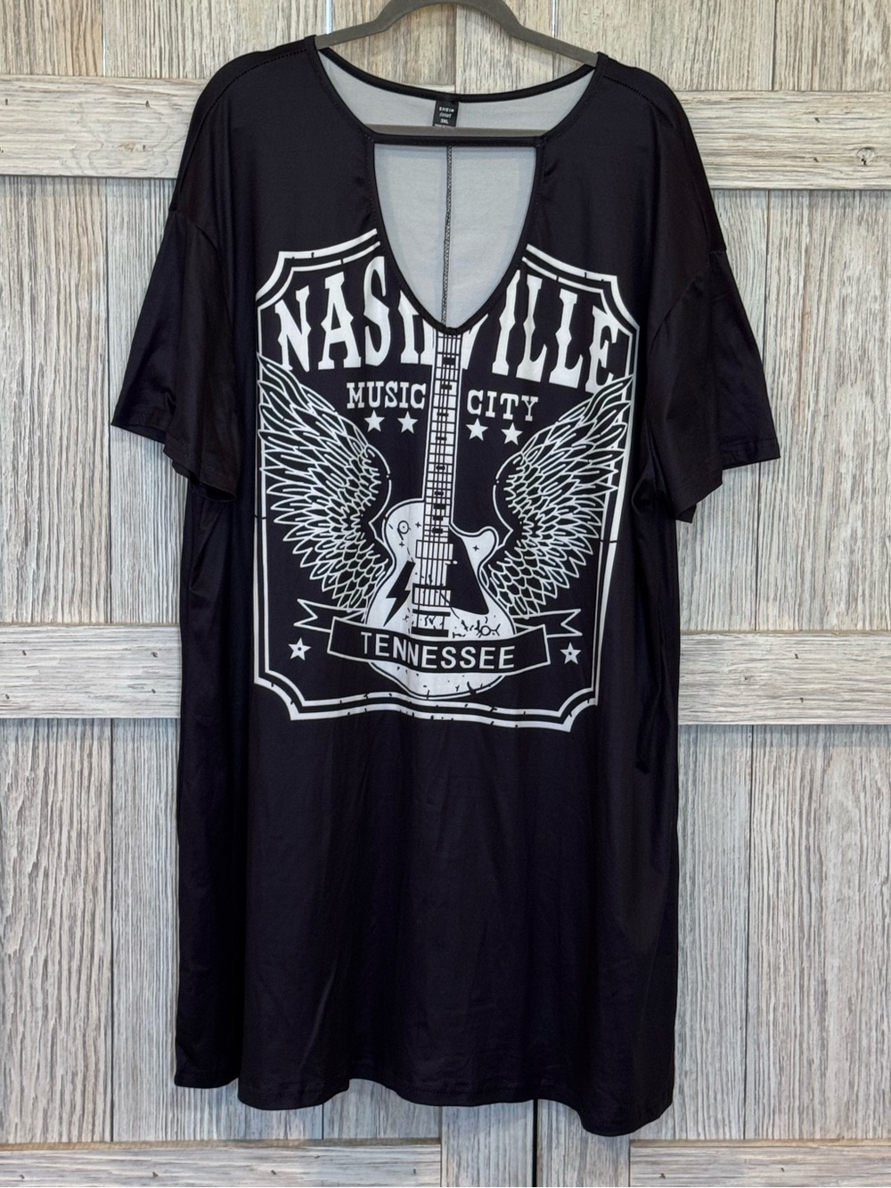 SHEIN Curve Nashville Music City Tennessee Graphic T Shirt Dress sz 3X